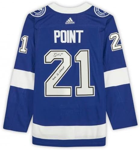 Brayden Point Tampa Bay Lightning Autografou Blue Adidas Jersey Authentic com inscrição 2020 SC Champs - camisas da NHL autografadas