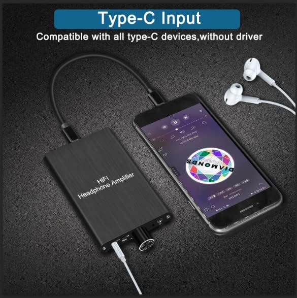 Amplificador de fone de ouvido Lvy 600Ω AA013 AMP de fone de ouvido USB-C HIGI USB-C SUPORTE DE AMP DE 3,5MM AUX E TIPO C que podem ser usados ​​com MAC, telefone celular, ps4, ps5, laptop ou sistema de mesa