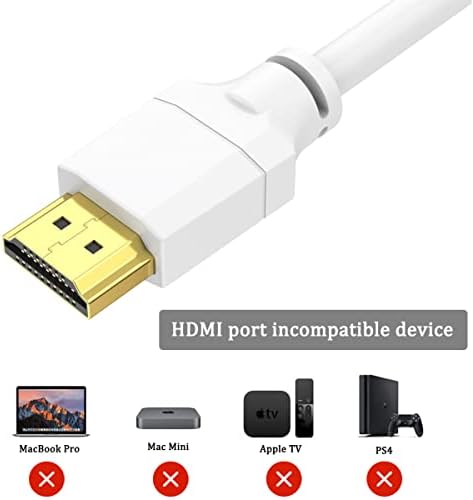 UVOOI HDMI para VGA CABO 6 pés, HDMI branco para VGA Converter1080p Cordão para desktop de monitor, computador, laptop, projetor, HDTV