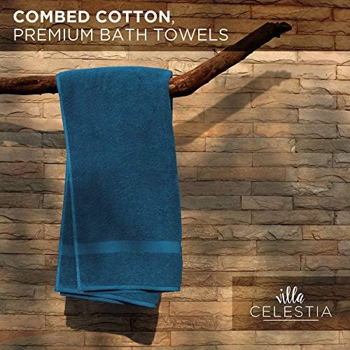 Villa Celestia 700 GSM Toalha de banho azul premium, toalhas de banho algodão azul, toalhas de banho seco rápido