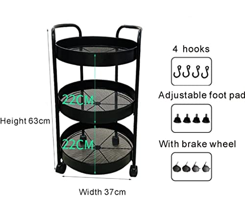 Zyzmh 3 camadas Movable Kitchen Storage Rack de aço carbono prateleira de banheiro com rodas Ferramentas de carrinho