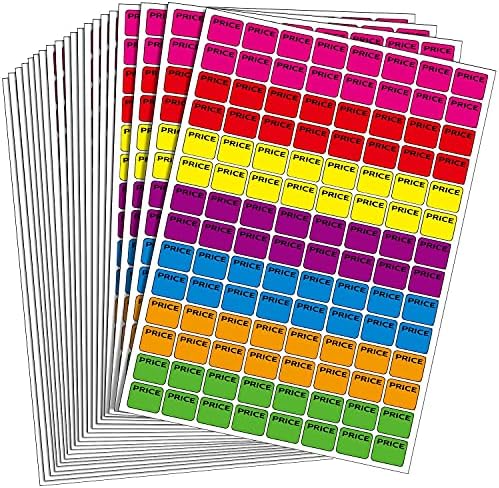 2240 peças Cores neon Cores de preços pré-impressos Etiquetas de preços pré-preços adesivos de vendas de garagem Rótulos