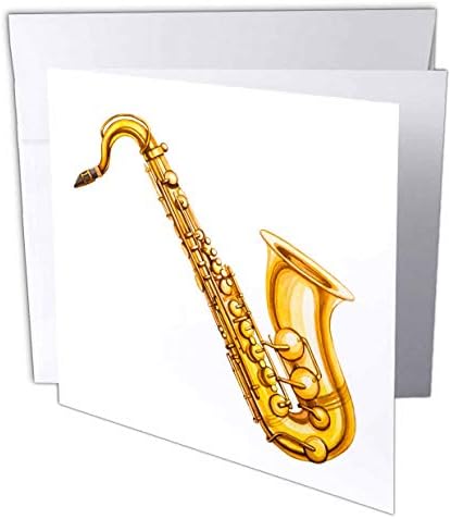 Ilustração do instrumento musical do saxofone 3drose - cartão de felicitações, 6 x 6, solteiro