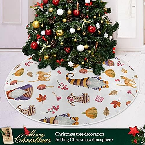 Decoração de saia de árvore de Natal de Alaza, pequena saia de mini árvores Ornamento de 35,4 polegadas com gnomos vintage de Halloween para decoração de casa de férias em festa de ação de graças