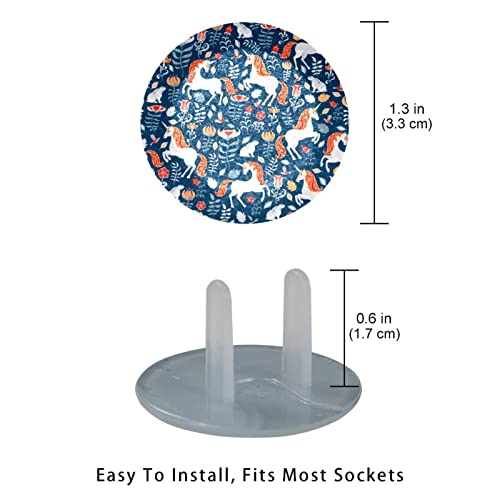 Tampas de plugue de saída 24 pacote, protetor de plugue azul unicórnio, plugues de plástico redondos de duas pontas para tomadas