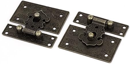 Aexit Antique Style Cabinet Hardware Caixa Caixa Retângulo Fechamento Hasp trava Bronze Tone Toque 2 Conjunto