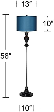Possini Euro Design estilo moderno lâmpada de piso em pé 58 Alto preto de bronze macio bordagem de ouro metal texturizado azul