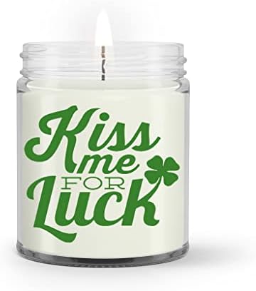 Beije -me por sorte, vela de jarra de fragrâncias, feliz dia de Saint Patrick, presentes engraçados