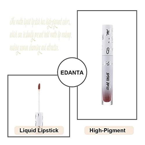 Batom líquido edanta Batom líquido Vermelho Batoms Creme Lip Gloss Velvet Lipgleaze Lips Lips During Makeup para mulheres e meninas pacote de 1
