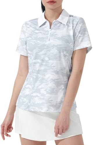 Camisas de pólo hiverlay para mulheres colarinhas de golfe camuflado tampos slim fit upf 50+ fit seco de umidade wicking tênis damas