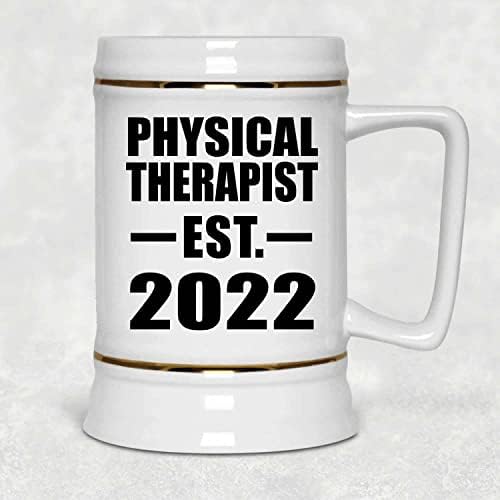 Projeta o fisioterapeuta estabelecido est. 2022, caneca de 22 onças de caneca de tanque de cerâmica de cerveja com alça para freezer,