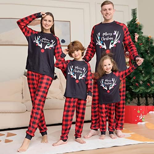 Pijamas de Natal para Família Família Família Combationando Pijama Foto de Pamas de Pijama de Pijama Longo Top de Manga Longa e