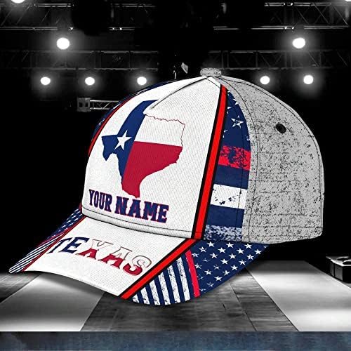 Bandeira americana personalizada mapa do Texas Baseball Cap, chapéu de bandeira do Texas, chapéus ajustáveis ​​para homens