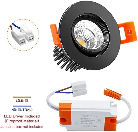 2 polegadas LED LED Luz de teto, 3W Dimmível LED Downlight, branco quente 3000k-3500k, 60 ângulo de feixe Direcional Luzes embutidas