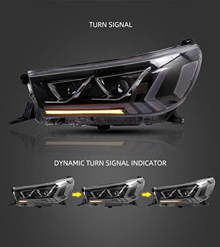 2PCs todos os faróis de LED compatíveis com Toyota Hilux Revo Vigo 2015 2017 2018 2019 com LED Signal Turn Signal