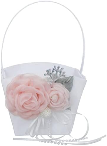 Abaodam Gift Set Petals Flower Wedding Basket com folhas de flores Fita Pérola Flor Girl Besta de pétal