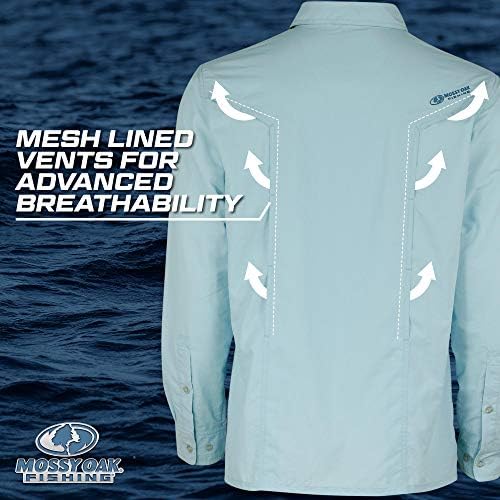 Camisas de pesca de manga comprida de Oak Mossy Oak, seco rápido com proteção solar UPF