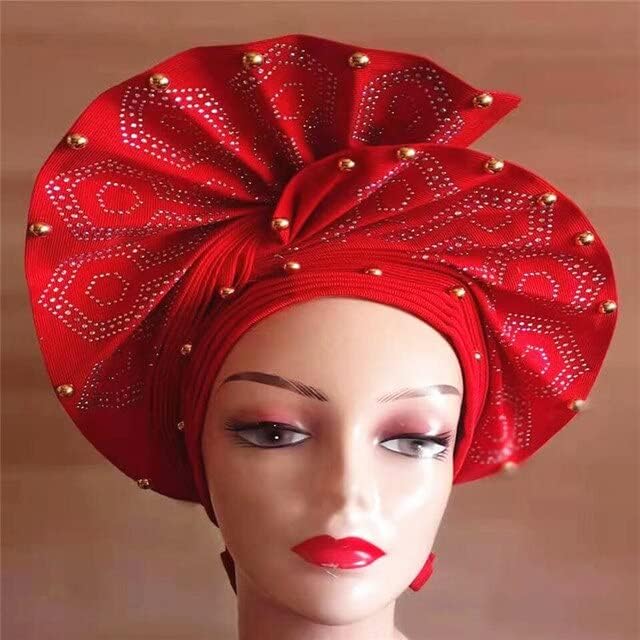 Liocraft African Wedding Head Band for Women, Gel Nigeriano, Gel Hele Turbano Aso Ebi, tecido de cabeça para a cabeça