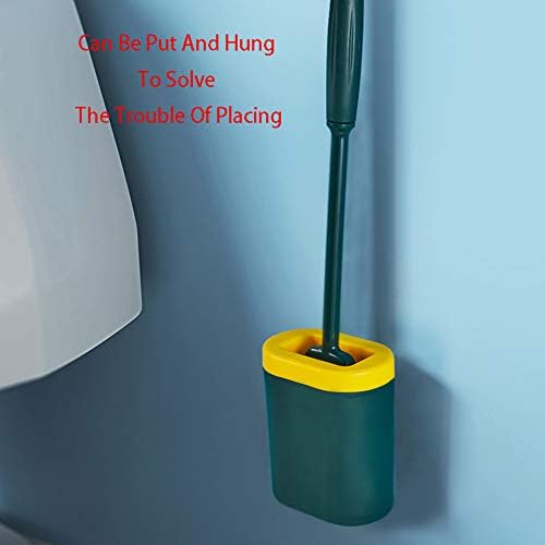 Brush e suporte do vaso sanitário lhh para banheiro, escova de vaso sanitário flexível com cabeça de escova de silicone dobrável,