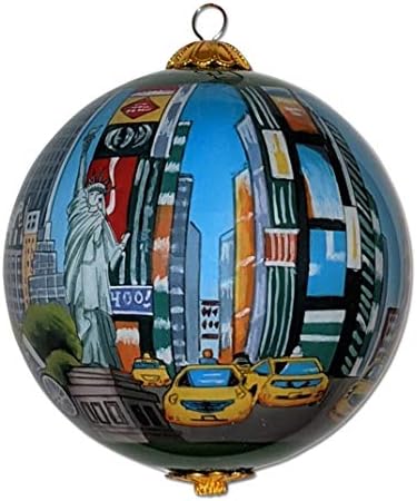 Ornamento de Natal da cidade de Nova York pintada à mão de dentro com caixa de presente decorativa