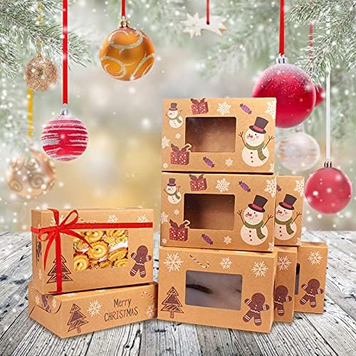 Presentes decorativos de Natal requintados, caixas de padaria de papel kraft, caixas de biscoitos de pás de Natal de 12