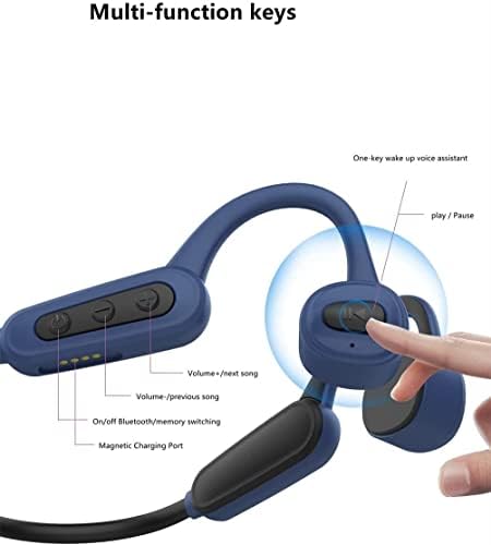 Fones de ouvido Bluetooth de condução óssea sem fio, fone de ouvido IPX8 à prova d'água, fones de ouvido de condução óssea com redução de ruído Tech 3.1