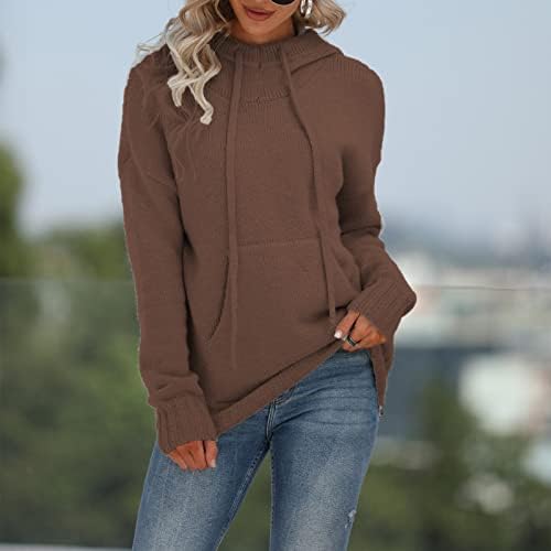 Camisolas femininas Primavera 2023 Autumn e inverno Color Solid Pocket Pocket Sweter quente suéter de canguru de cais