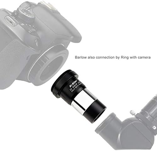Adaptador de anel T2 T2 T2, compatível para câmeras de Canon EOS, lente de 2x Barlow 1,25 polegadas com rosca M42, adaptador de