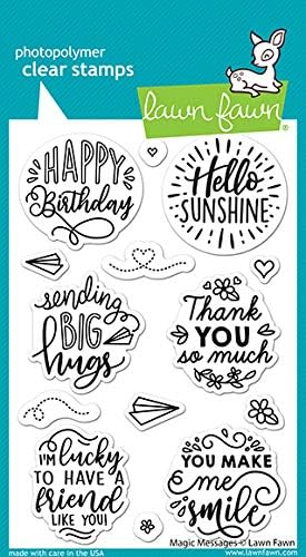 Mensagens mágicas do Fawn de Lawn Fawn 4x6 Clear Stamp and Coordenating Dies, pacote de 2 itens