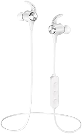Fones de ouvido Bluetooth, Bluetooth 5.2 Estéreo Aptx sem fio Earbuds Bass Magnetic Ipx7 Bluetooth Earbuds Bulit-In Mic de bulit-in com tempo de reprodução de 24 horas, fones de ouvido de banda leve para esporte, academia, branco