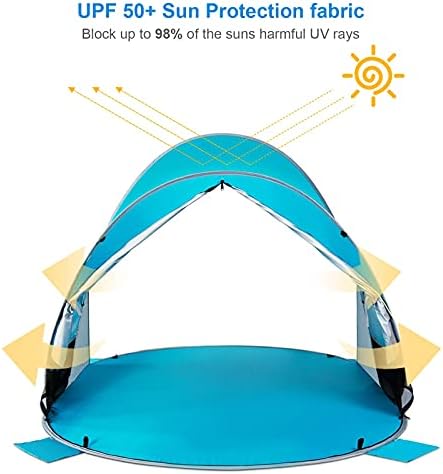 Wolfwise UPF 50+ Easy Pop Up 3-4 Person Beach Tent Sport Umbrella Instant Sun Shelter Tent Sun Shade Canopy