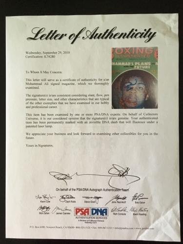 Muhammad Ali assinado boxe capa de revista ilustrada com PSA DNA LOA K74280 - Revistas de boxe autografadas