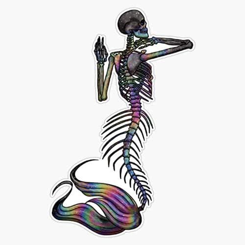 Óleo Sleick Mermaid Skeleton Sticker Sticker Vinil Decalk 5