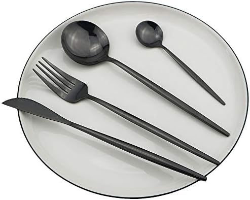 Kekkein 30pcs Black Dinnerware Set Bolo de frutas Fork 304 Aço inoxidável Espelho de talheres de talheres de talheres de talheres