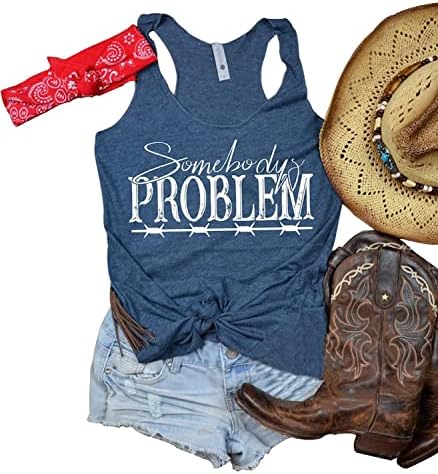 Aeargiv feminino de alguém o tanque de tampa de música country camisetas camisa de cowgirl ocidental