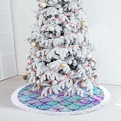 Mermaid Scales Salia de árvore de natal Treça de tapete de tapete para decorações festa de férias 30/36/48 polegadas