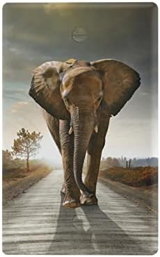 Yyzzh Elephant Animal Walk In Road com Sun Woodland Tree Uncated Cover Switch Placa de interruptor 2,9 x 4,6