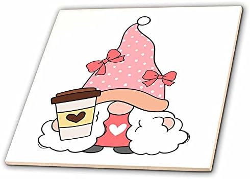 3drose menina gnome café amante usando rosa, 3dramm - telhas