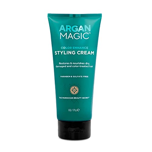 Argan Magic Color Aprimore o creme de estilo de cabelo | Restaura e nutre o cabelo seco, danificado e tratado em cores | Boost