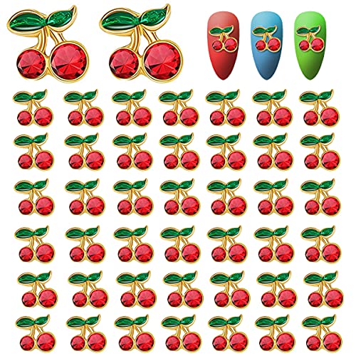 Wokoto 42pcs Luxo de luxo Cherry Charms de unhas para unhas Art 3d Nail Art Charmries Cherries Nail Art Acessórios Rhinestones