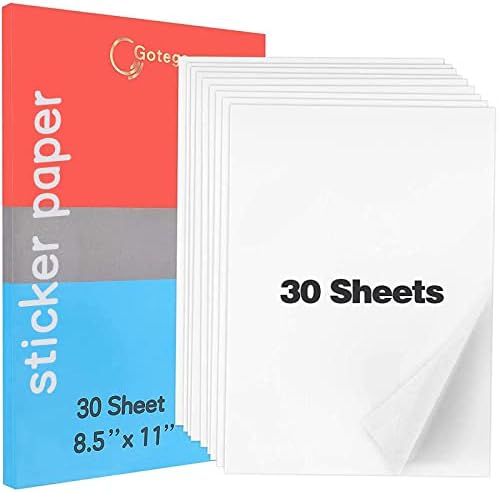 Papel adesivo para a jato de tinta 30 folhas de adesivo papel à prova d'água - tamanho 8.5''x11 a4 - jato de tinta e impressora