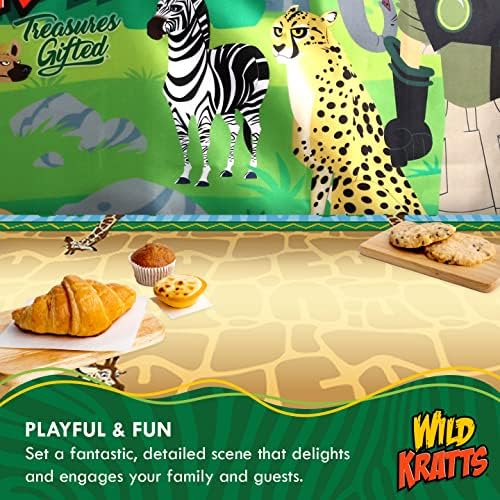 Tesouros Gifted Wild Kratts Birthday Party Supplies - Pacote de 2 - Tocada de mesa de Kratts Wild Grande Retangular, 54 x 108 polegadas