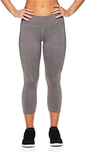 Reebok Womens Impred Capri Leggings com calças de compressão de performance de cintura média xl urze cinza