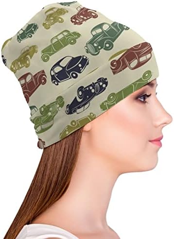 Designs vintage de carros dos anos cinquenta unissex chapéu de chapéu quente tampa de tampa do crânio para dormir casual um tamanho
