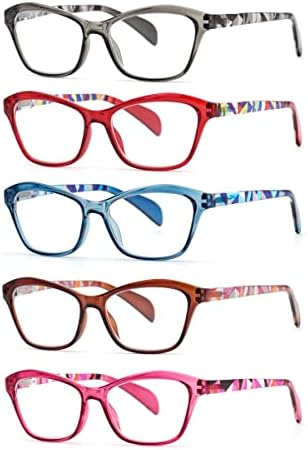 Increbill Reading Glasses for Women, Cateye Frame Fashion Ladies Spring Feltice Readers Clear Lens