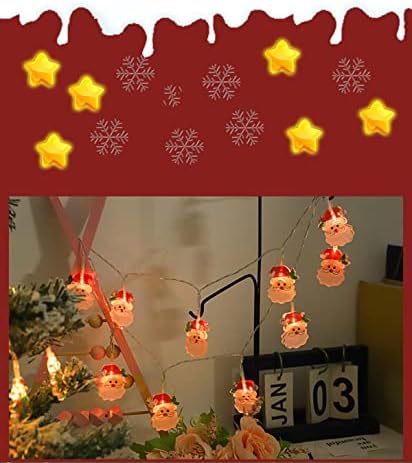 Edearkar 2-Pack 20 LEDS Papai Noel Luzes de corda, 3m/9,84 pés Warm White Decorativa Luz Led Luzes Luzes de bateria Iluminação de bateria para decoração de festa de Natal interna e externa