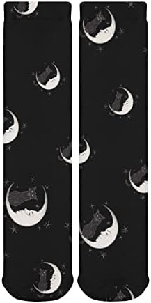 Gato preto de weedkeycat sentado na lua meias grossas novidades impressão engraçada gráfica casual casual meias de tubo médio para inverno