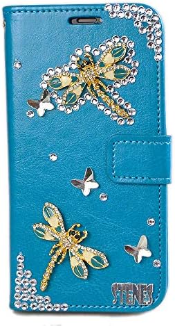 STENES IPHONE XS MAX CASO - ENLISHO - 3D BLING Handmade Bling Crystal Dragonfly Butterfly Design de carteira magnética Slots