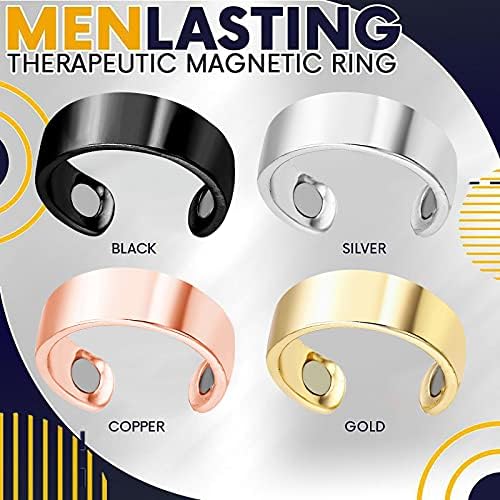 Anéis vintage anel de anel de prata Magnet magnético abre de abertura de aço terapêutico Menlastão inoxidável elegante Ajusta