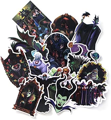 Kanal Evil Feminino Vilões adesivos | 17 PCS adesivos Maleficent Sticks impermeáveis ​​Decalques para crianças, adolescentes